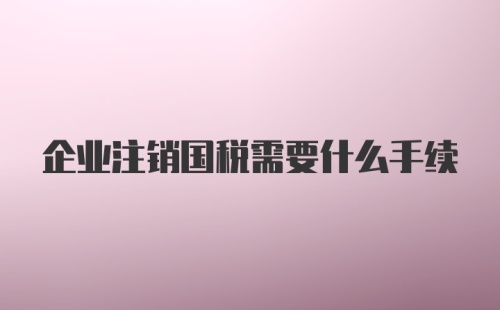 企业注销国税需要什么手续