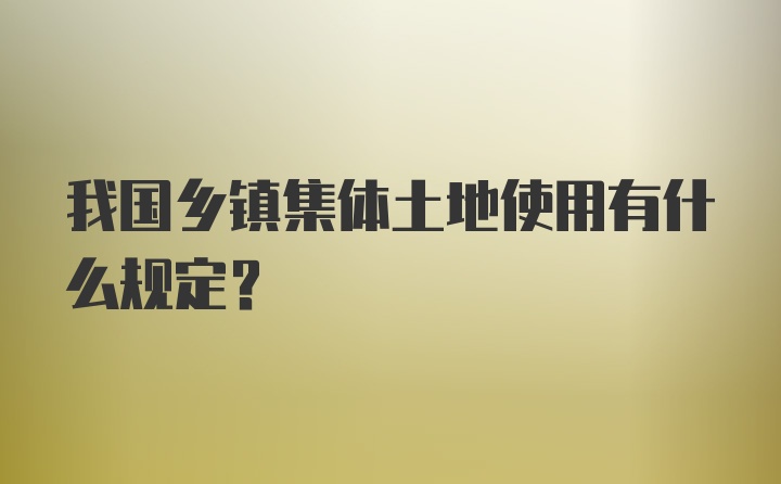 我国乡镇集体土地使用有什么规定？