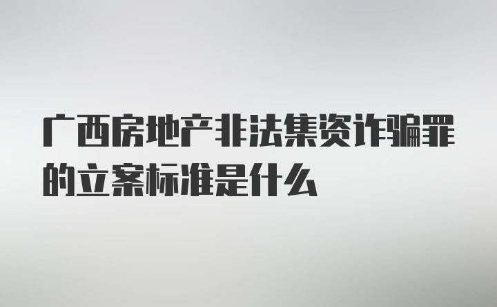 广西房地产非法集资诈骗罪的立案标准是什么