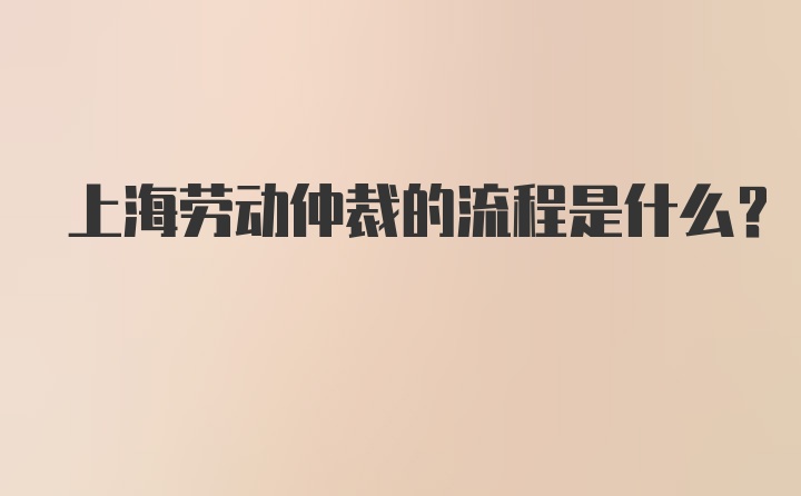 上海劳动仲裁的流程是什么？
