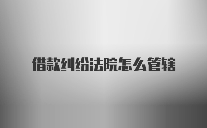 借款纠纷法院怎么管辖
