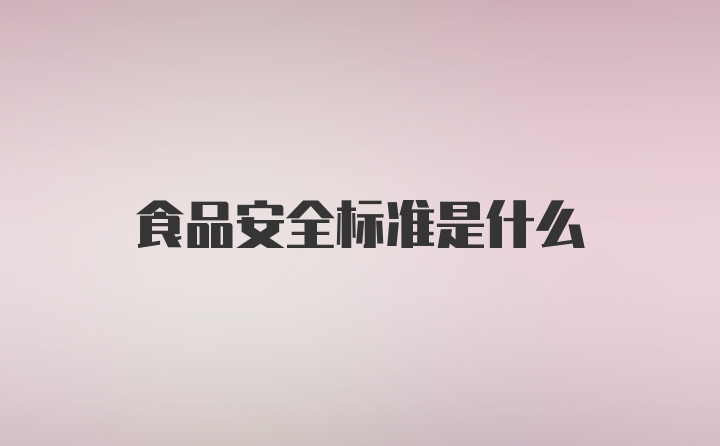 食品安全标准是什么