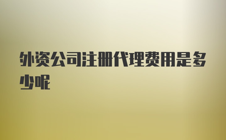 外资公司注册代理费用是多少呢