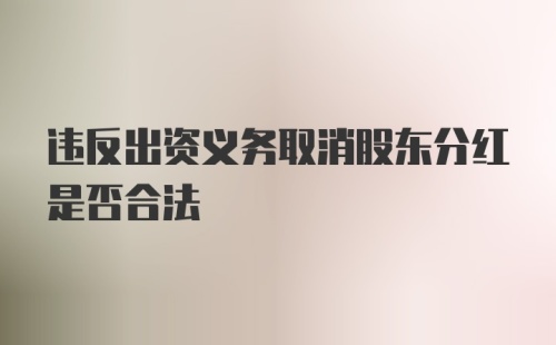 违反出资义务取消股东分红是否合法