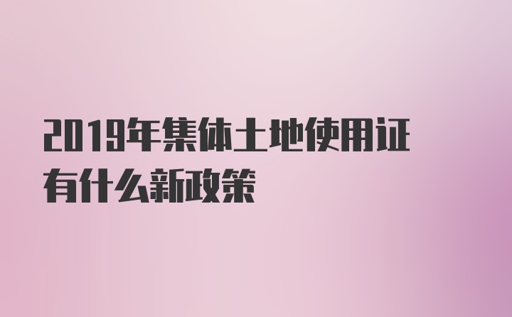 2019年集体土地使用证有什么新政策