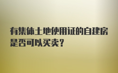 有集体土地使用证的自建房是否可以买卖？