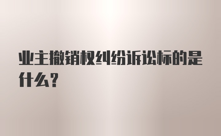 业主撤销权纠纷诉讼标的是什么？