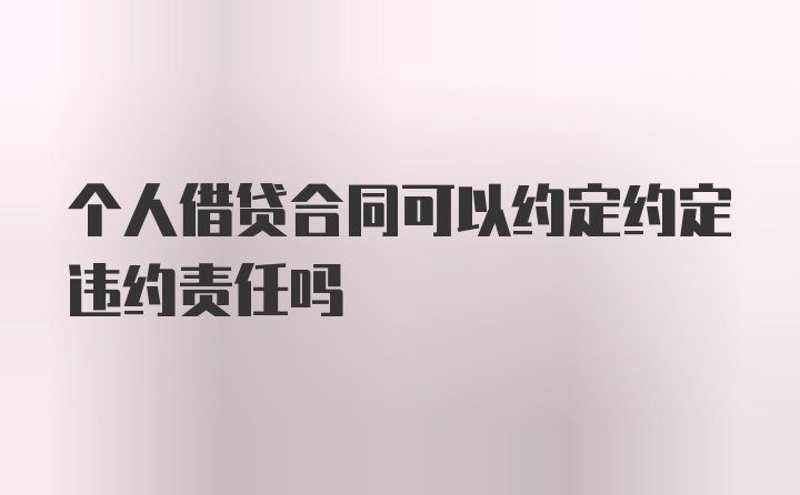 个人借贷合同可以约定约定违约责任吗