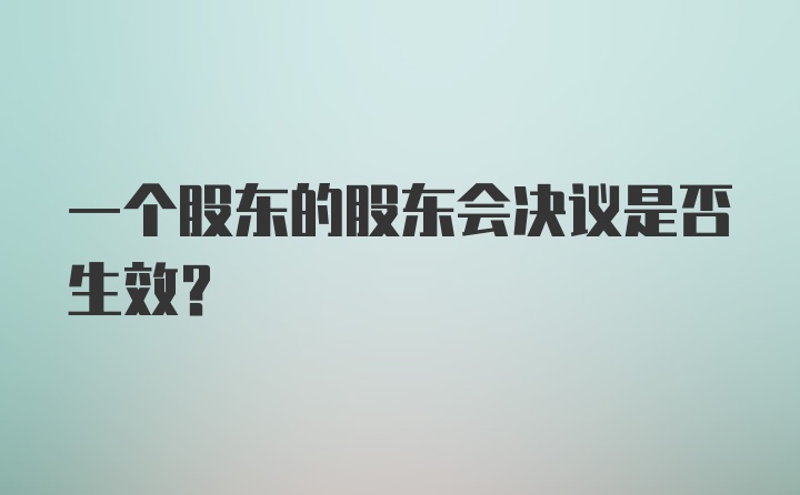 一个股东的股东会决议是否生效？