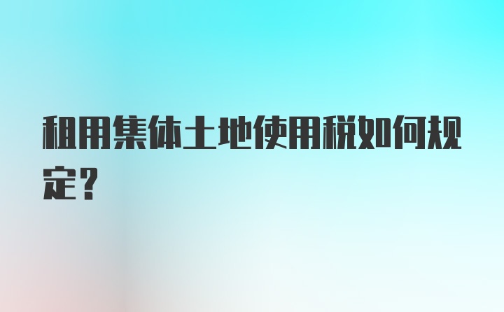 租用集体土地使用税如何规定？