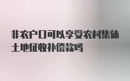 非农户口可以享受农村集体土地征收补偿款吗