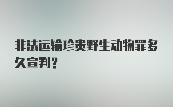 非法运输珍贵野生动物罪多久宣判？