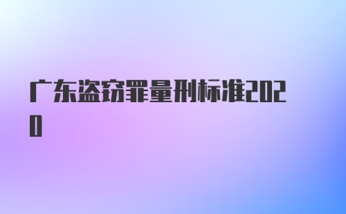 广东盗窃罪量刑标准2020