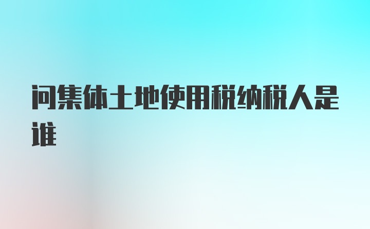 问集体土地使用税纳税人是谁