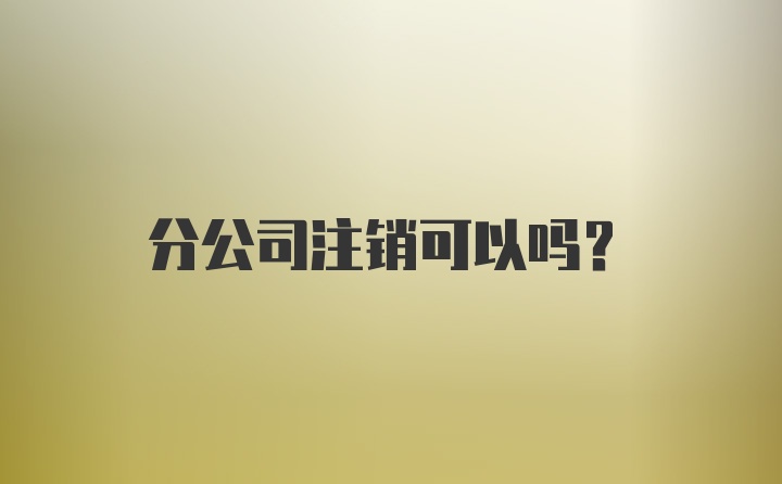 分公司注销可以吗？