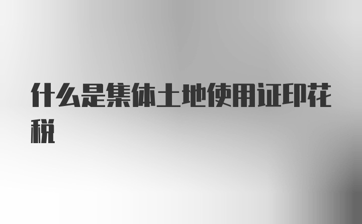 什么是集体土地使用证印花税