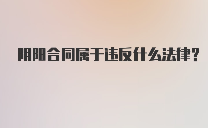 阴阳合同属于违反什么法律?