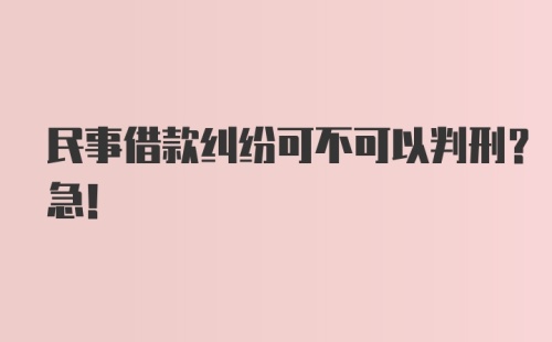 民事借款纠纷可不可以判刑？急！