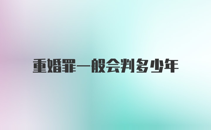 重婚罪一般会判多少年