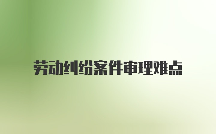 劳动纠纷案件审理难点