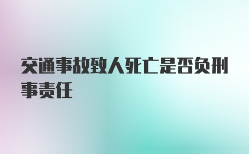 交通事故致人死亡是否负刑事责任