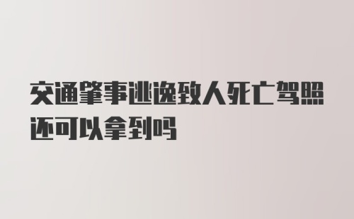 交通肇事逃逸致人死亡驾照还可以拿到吗