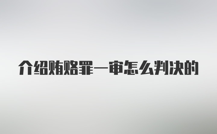 介绍贿赂罪一审怎么判决的