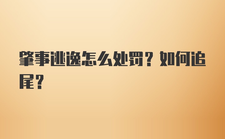 肇事逃逸怎么处罚？如何追尾？