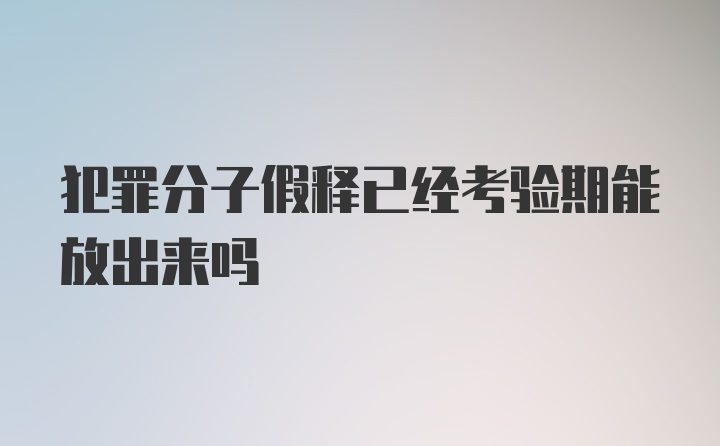 犯罪分子假释已经考验期能放出来吗