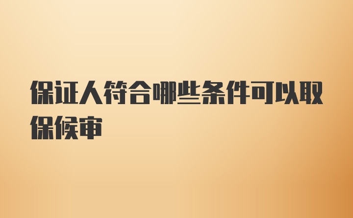 保证人符合哪些条件可以取保候审