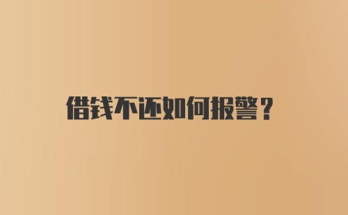 借钱不还如何报警？