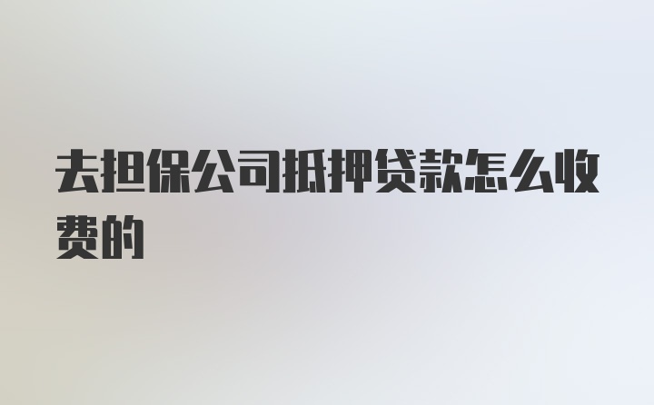 去担保公司抵押贷款怎么收费的