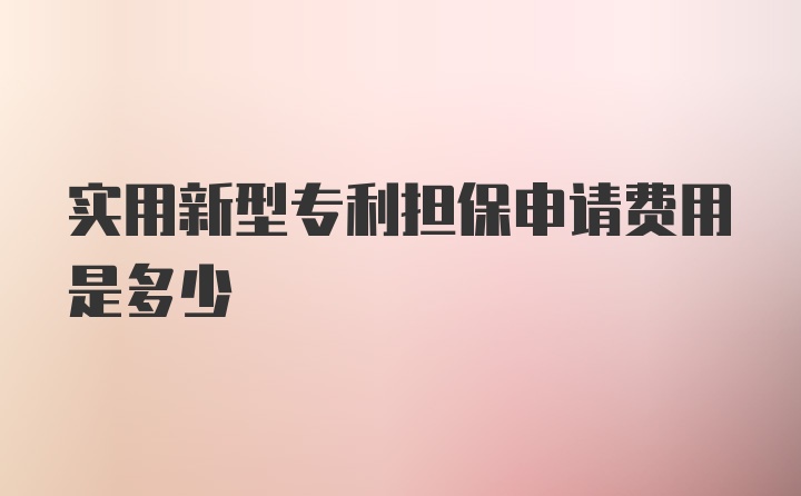 实用新型专利担保申请费用是多少