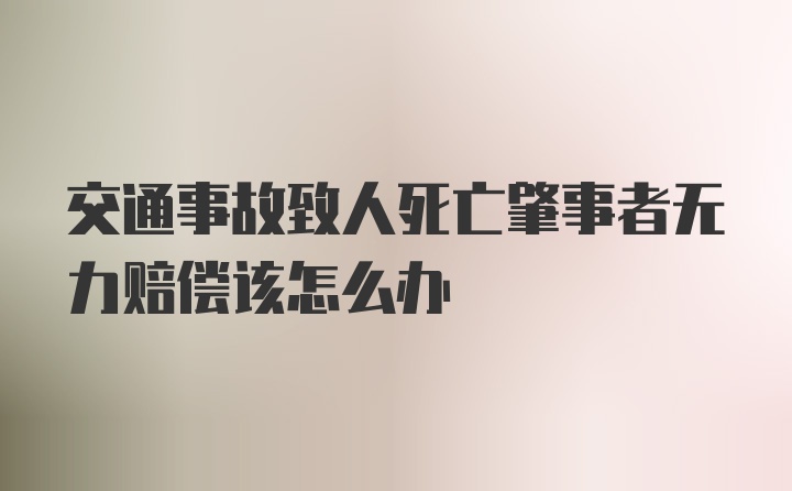 交通事故致人死亡肇事者无力赔偿该怎么办