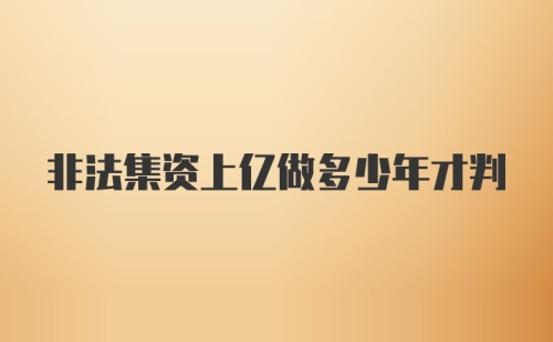 非法集资上亿做多少年才判