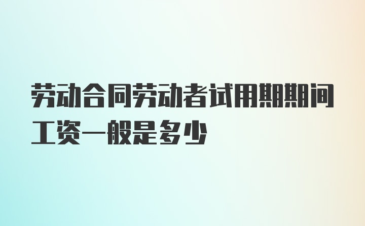 劳动合同劳动者试用期期间工资一般是多少