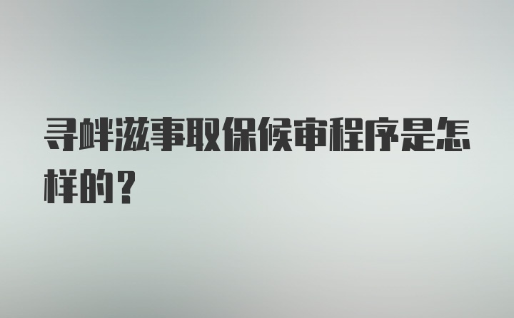 寻衅滋事取保候审程序是怎样的？