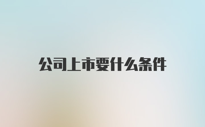 公司上市要什么条件