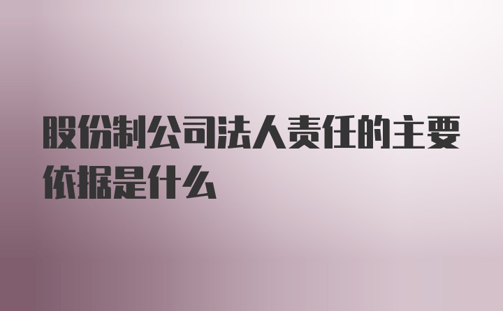 股份制公司法人责任的主要依据是什么