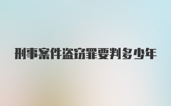 刑事案件盗窃罪要判多少年