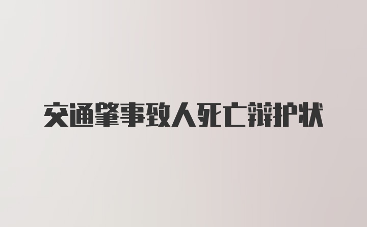 交通肇事致人死亡辩护状