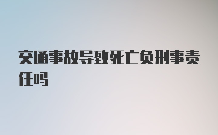 交通事故导致死亡负刑事责任吗