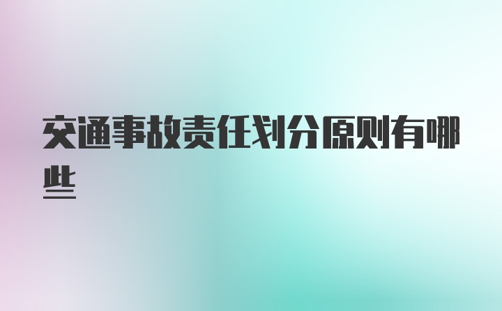 交通事故责任划分原则有哪些