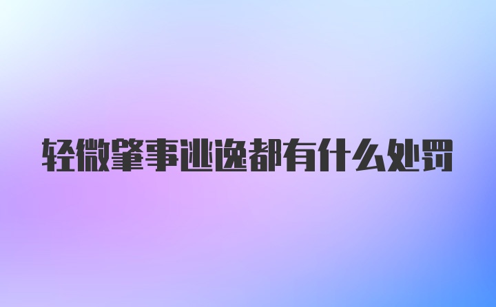 轻微肇事逃逸都有什么处罚