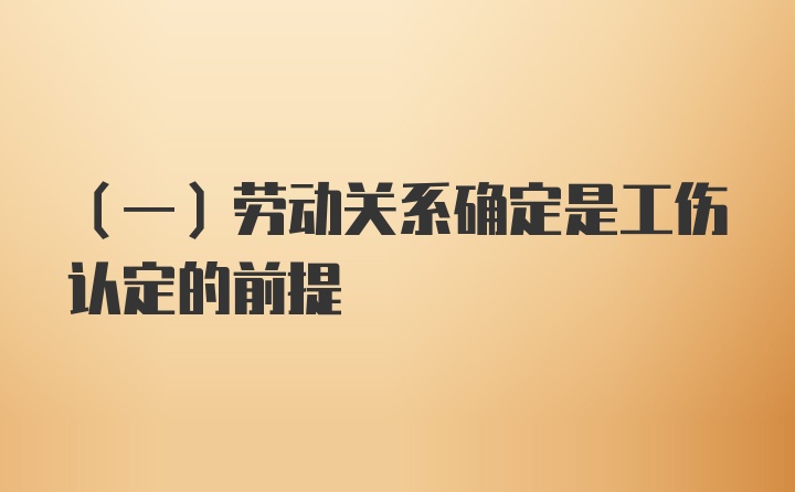 （一）劳动关系确定是工伤认定的前提