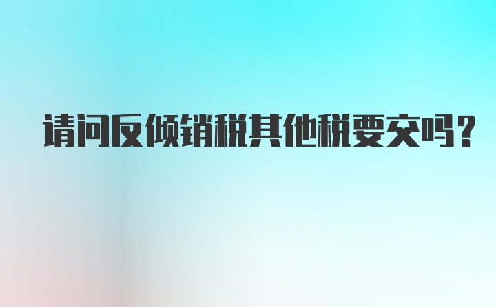 请问反倾销税其他税要交吗？