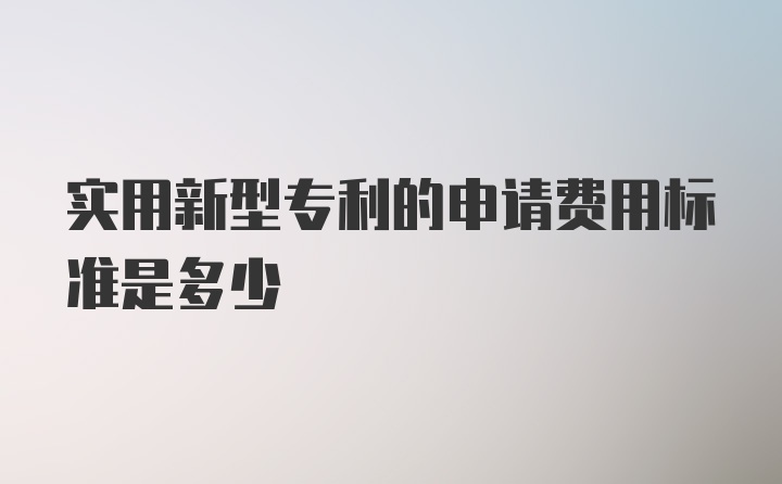 实用新型专利的申请费用标准是多少