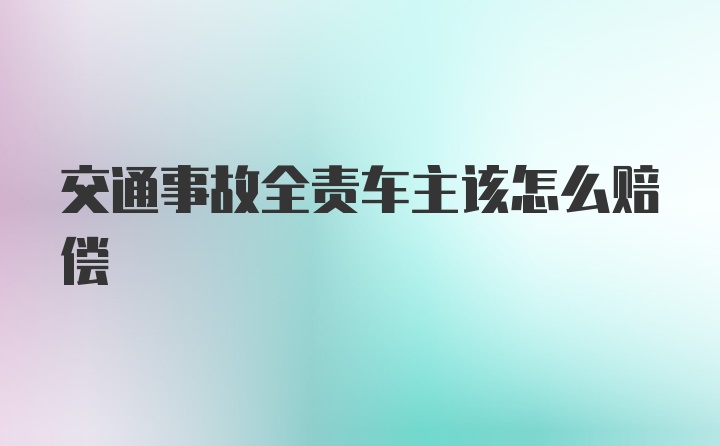 交通事故全责车主该怎么赔偿