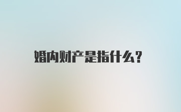 婚内财产是指什么？