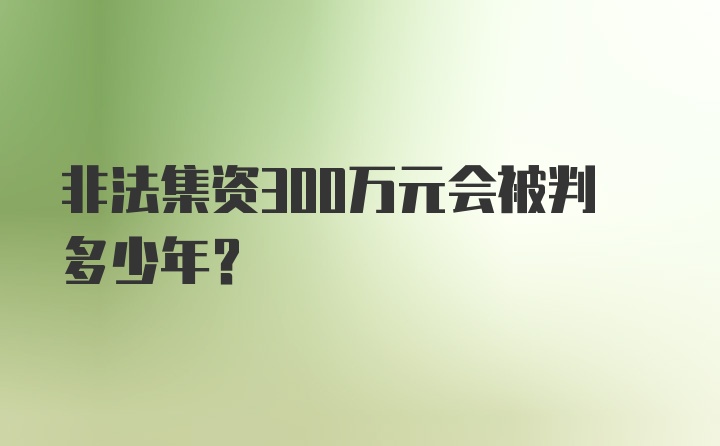 非法集资300万元会被判多少年？